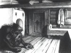 Domovoi, en ånd i huset, 1934 (kull på papir) av Ivan Yakovlevich Bilibin